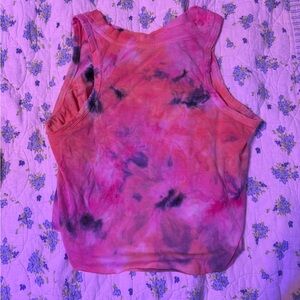 Tie-Dye Sleeveless Top - Pink and Black